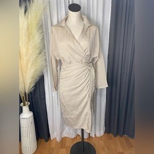 Tan wrap dress